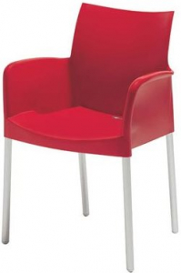 Кресло пластиковое PEDRALI Ice алюминий, стеклопластик красный Фото 8