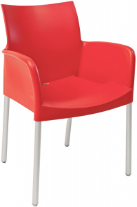 Кресло пластиковое PEDRALI Ice алюминий, стеклопластик красный Фото 1