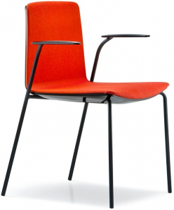 Кресло пластиковое с обивкой PEDRALI Noa сталь, ткань черный Фото 1