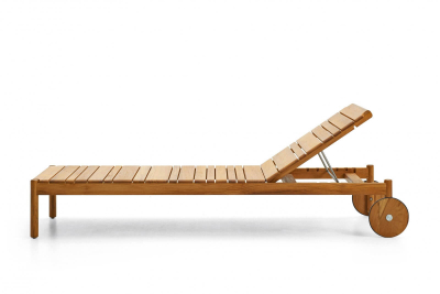 Шезлонг-лежак деревянный с матрасом Varaschin Barcode тик, ткань Фото 4