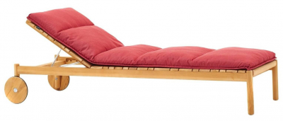 Шезлонг-лежак деревянный с матрасом Varaschin Barcode тик, ткань Фото 3
