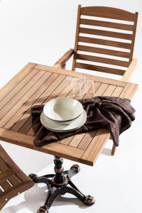 Стол деревянный обеденный WArt Cosmo 80 чугун, ироко Фото 2