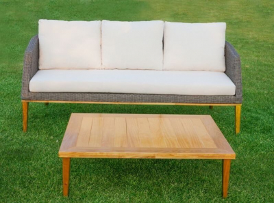 Комплект плетеной мебели Uniko Santa Cruz алюминий, акация, искусственный ротанг, ткань коричневый, венге, коричневый Фото 6