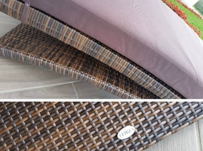 Лежак плетеный с матрасом Uniko Moorea алюминий, искусственный ротанг, ткань коричневый, темно-коричневый Фото 4