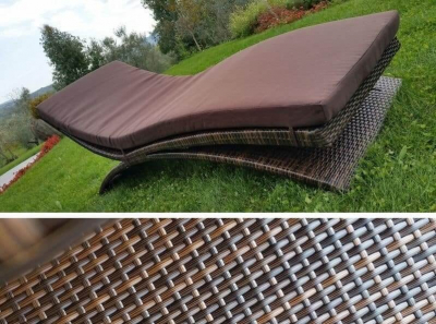 Лежак плетеный с матрасом Uniko Moorea алюминий, искусственный ротанг, ткань коричневый, темно-коричневый Фото 7