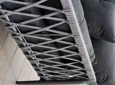 Лежак плетеный двойной с матрасом Uniko Athina алюминий, канат, ткань серый Фото 10