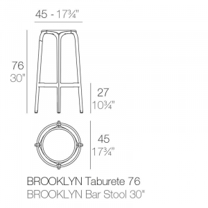 Табурет пластиковый барный Vondom Brooklyn Basic полипропилен, стекловолокно белый Фото 2