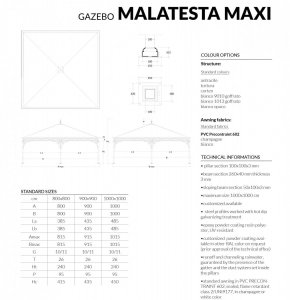 Шатер квадратный Unosider Malatesta Maxi сталь, ПВХ Фото 2