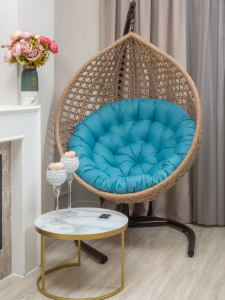 Кресло плетеное подвесное Astella Furniture Fresco XL сталь, искусственный ротанг, ткань светло-коричневый Фото 4
