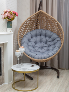 Кресло плетеное подвесное Astella Furniture Fresco XL сталь, искусственный ротанг, ткань светло-коричневый Фото 6