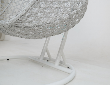 Кресло плетеное подвесное двухместное Astella Furniture Fresco Grande 2XL сталь, искусственный ротанг, ткань белый Фото 11