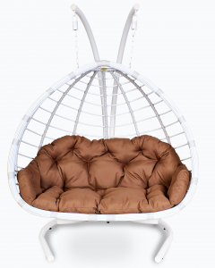 Кресло плетеное подвесное Astella Furniture Matera Grande 2XL сталь, искусственный ротанг, ткань белый, бирюзовый Фото 2