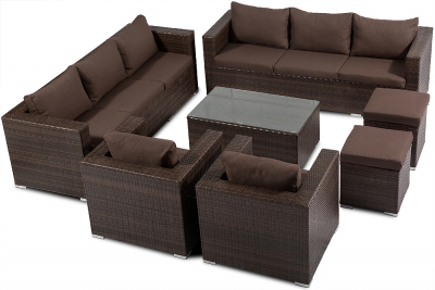 Комплект плетеной мебели Astella Furniture Милан сталь, искусственный ротанг, ткань коричневый, кофе Фото 4