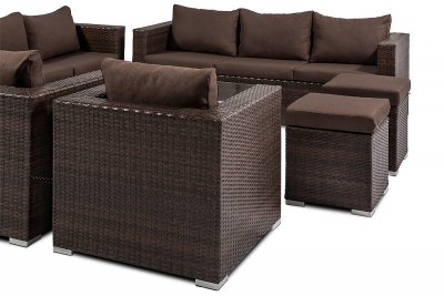 Комплект плетеной мебели Astella Furniture Милан сталь, искусственный ротанг, ткань коричневый, кофе Фото 6