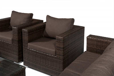 Комплект плетеной мебели Astella Furniture Милан сталь, искусственный ротанг, ткань коричневый, кофе Фото 7