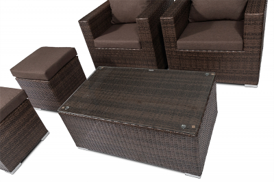 Комплект плетеной мебели Astella Furniture Милан сталь, искусственный ротанг, ткань коричневый, кофе Фото 9