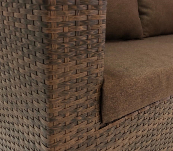 Диван плетеный трехместный с подушками Astella Furniture Милан сталь, искусственный ротанг, ткань коричневый, кофе Фото 4