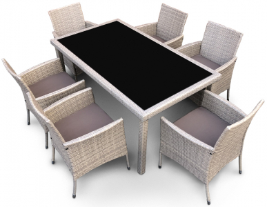Комплект плетеной мебели Astella Furniture Мирамар сталь, искусственный ротанг, ткань бежевый, коричневый Фото 1