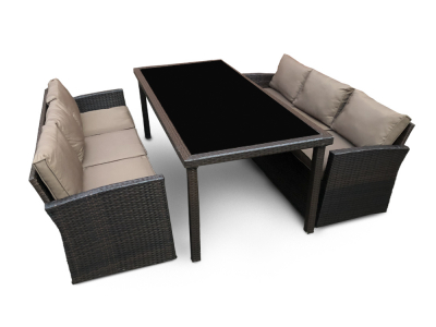 Комплект плетеной мебели Astella Furniture Лагуна сталь, искусственный ротанг, ткань коричневый Фото 5