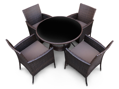 Комплект плетеной мебели Astella Furniture Луиза сталь, искусственный ротанг, ткань коричневый Фото 1