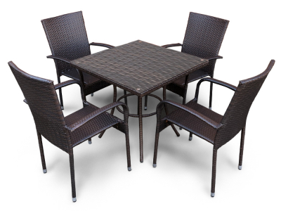 Комплект плетеной мебели Astella Furniture Порту сталь, искусственный ротанг коричневый Фото 1