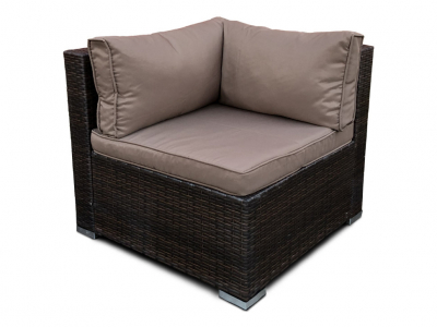 Диван плетеный модульный Astella Furniture Лагуна сталь, искусственный ротанг, ткань коричневый Фото 2