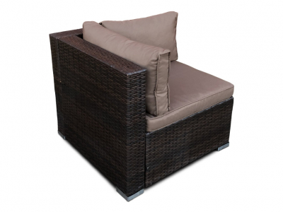 Диван плетеный модульный Astella Furniture Лагуна сталь, искусственный ротанг, ткань коричневый Фото 6