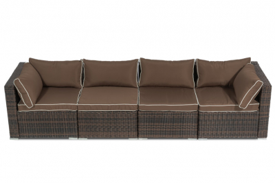 Диван плетеный модульный Astella Furniture Лагуна сталь, искусственный ротанг, ткань коричневый Фото 1