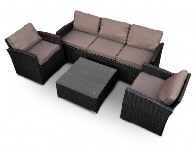 Комплект плетеной мебели Astella Furniture Раджа сталь, искусственный ротанг, ткань коричневый Фото 1