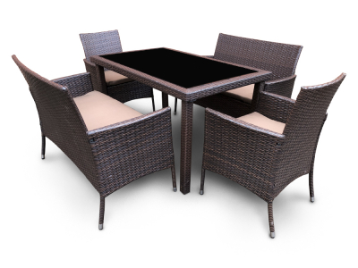 Комплект плетеной мебели Astella Furniture Ария сталь, искусственный ротанг, ткань коричневый Фото 2