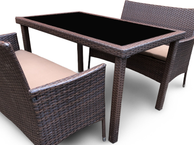 Комплект плетеной мебели Astella Furniture Ария Кафе сталь, искусственный ротанг, ткань коричневый Фото 3