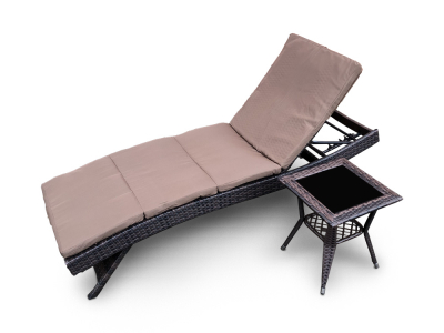 Комплект лежаков со столиком Astella Furniture Капри сталь, искусственный ротанг, ткань коричневый Фото 6