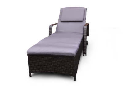 Лежак плетеный с матрасом Astella Furniture Кардинал сталь, искусственный ротанг, ткань коричневый Фото 3