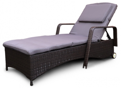 Лежак плетеный с матрасом Astella Furniture Кардинал сталь, искусственный ротанг, ткань коричневый Фото 1