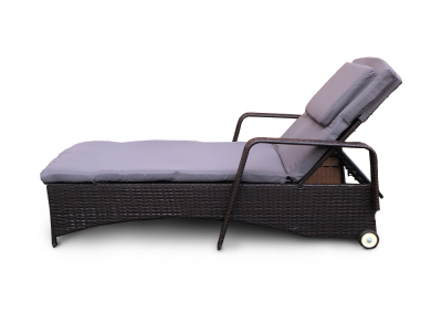 Лежак плетеный с матрасом Astella Furniture Кардинал сталь, искусственный ротанг, ткань коричневый Фото 4