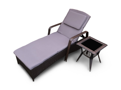 Лежак плетеный с матрасом Astella Furniture Кардинал сталь, искусственный ротанг, ткань коричневый Фото 5