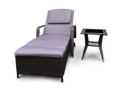 Лежак плетеный с матрасом Astella Furniture Кардинал сталь, искусственный ротанг, ткань коричневый Фото 6