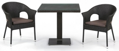 Комплект плетеной мебели Afina T605SWT/Y79A-W53 Brown 2Pcs искусственный ротанг, сталь, стекло, ткань коричневый Фото 1