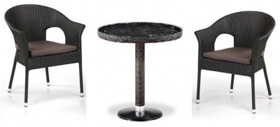 Комплект плетеной мебели Afina T601/Y79A-W53 Brown 2Pcs искусственный ротанг, сталь, стекло, ткань коричневый Фото 1