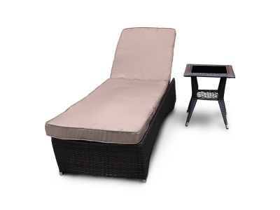 Лежак плетеный с матрасом и столиком Astella Furniture Престиж сталь, искусственный ротанг, ткань коричневый Фото 2