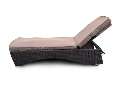 Лежак плетеный с матрасом и столиком Astella Furniture Престиж сталь, искусственный ротанг, ткань коричневый Фото 4