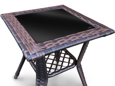 Лежак плетеный с матрасом и столиком Astella Furniture Престиж сталь, искусственный ротанг, ткань коричневый Фото 8