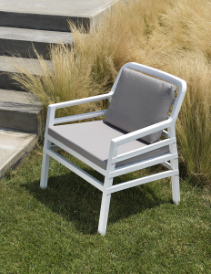 Кресло пластиковое с подушками Nardi Aria стеклопластик, Sunbrella белый, серый Sunbrella Фото 4