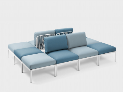 Кресло пластиковое с подушками Nardi Komodo Poltrona стеклопластик, Sunbrella белый, синий Фото 5