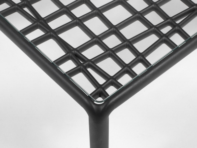 Столик пластиковый кофейный Nardi Komodo Tavolino Vetro стеклопластик, стекло антрацит Фото 9