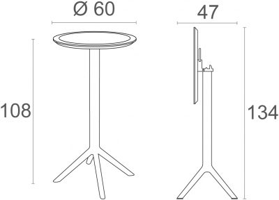 Стол пластиковый барный складной Siesta Contract Sky Folding Bar Table 60 сталь, пластик темно-серый Фото 3