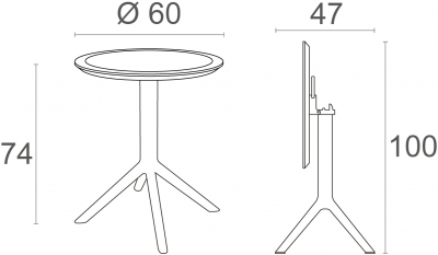 Стол пластиковый складной Siesta Contract Sky Folding Table Ø60 сталь, пластик оливковый Фото 3