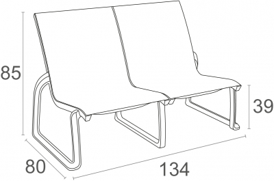 Диван пластиковый двухместный Siesta Contract Pacific Lounge стеклопластик, текстилен черный Фото 2