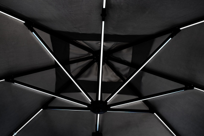 Зонт садовый с подсветкой Garden Relax Ines алюминий, полиэстер угольный, светло-серый Фото 10
