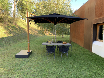 Зонт профессиональный 3х4 м Scolaro Astro Timber алюминий, акрил имитация ироко, черный Фото 8